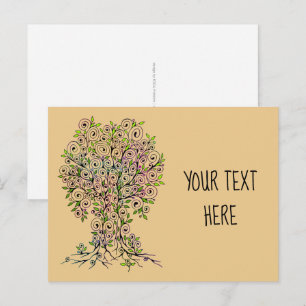 Carte Postale Arbre de Vie - Feuilles en Spirale Fruits 1