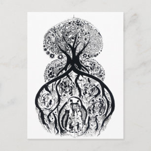 Carte Postale ARBRE DE VIE - noir & blanc