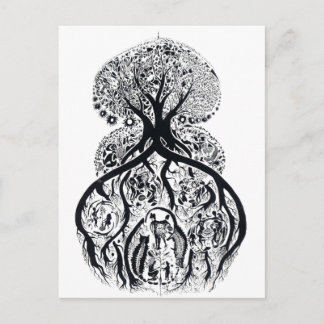 Carte Postale ARBRE DE VIE - noir & blanc