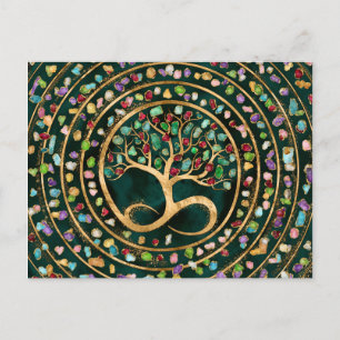 Carte Postale Arbre de Vie - Spirale Infinie - Géodes Colorées