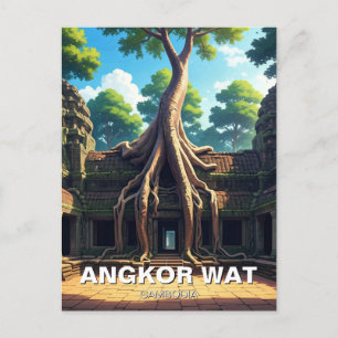 Carte Postale Arbre du temple d'Angkor Vat Cambodge