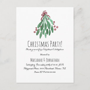 Carte Postale Arbre et noeud papillon aquarelle pour fête de Noë