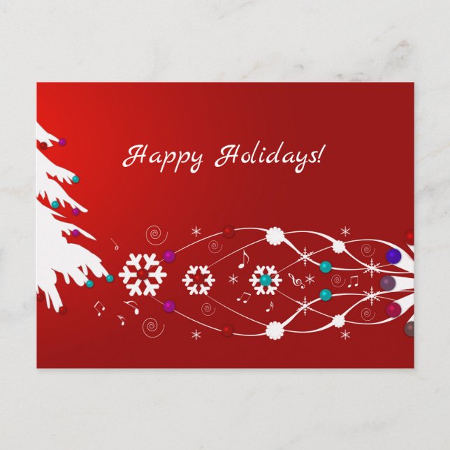 Carte Postale Arbre, flocons de neige et torrents Red Happy Holi (Devant)