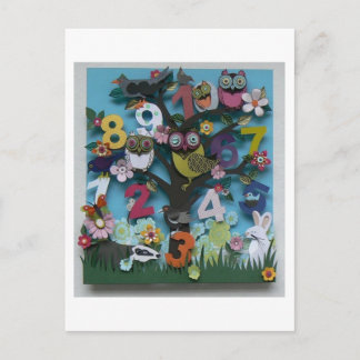 Carte Postale Arbre numérique avec chouettes