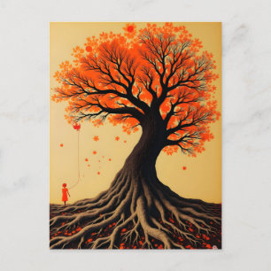 Carte Postale Arbre orange surréaliste