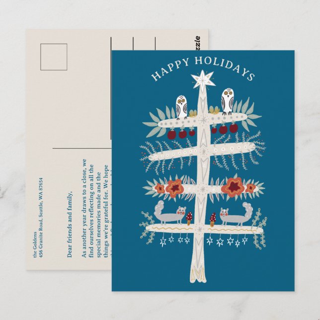 Carte Postale Arbre populaire de la vie Noël Fête de Noël PERSON (Devant / Derrière)