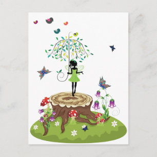 Carte Postale Arbre, souche et fée 2