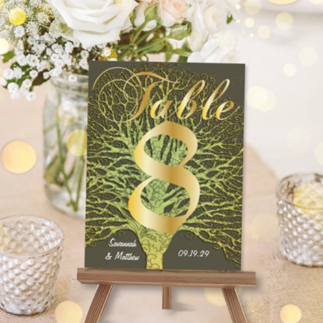 Carte Postale Arbre Tourbillonnant Gold Green Numéro de tableau  (Créateur téléchargé)