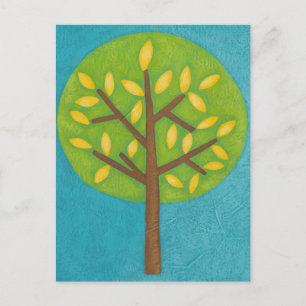 Carte Postale Arbre vert avec Feuilles jaunes par Chariklia Zarr