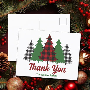 Carte Postale Arbres de Noël à carreaux rouges personnalisés Mer