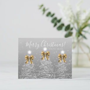 Carte Postale Arbres de Noël argentés élégants pour les fêtes av