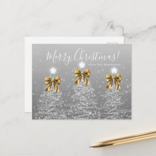 Carte Postale Arbres de Noël argentés élégants pour les fêtes av