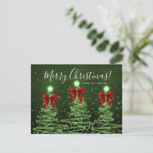 Carte Postale Arbres de Noël verts élégants pour les fêtes avec