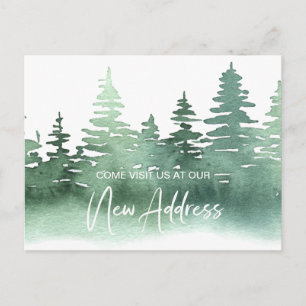 Carte Postale Arbres de pin aquarelle rustiques changent d'adres