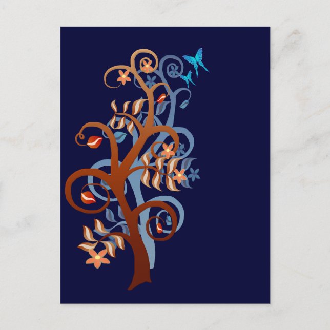 Carte postale Arbres et papillons (Devant)