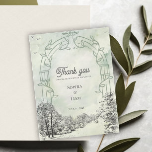 Carte Postale Arc de jardin vert sauge Mariage Merci