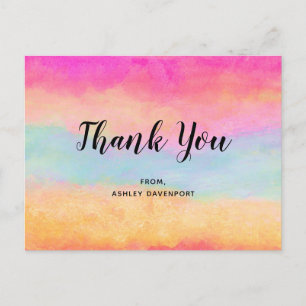 Carte Postale Arc-en-ciel coloré Abstrait rayures Merci