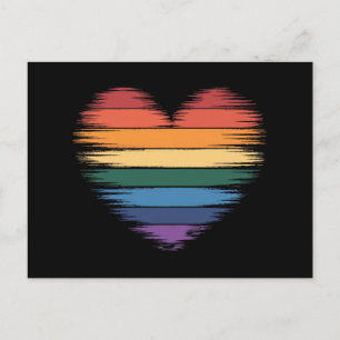 Carte Postale Arc-en-ciel de fierté Impression de cœur LGBT Fier