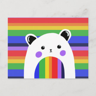 Carte postale arc-en-ciel de Panda fierté