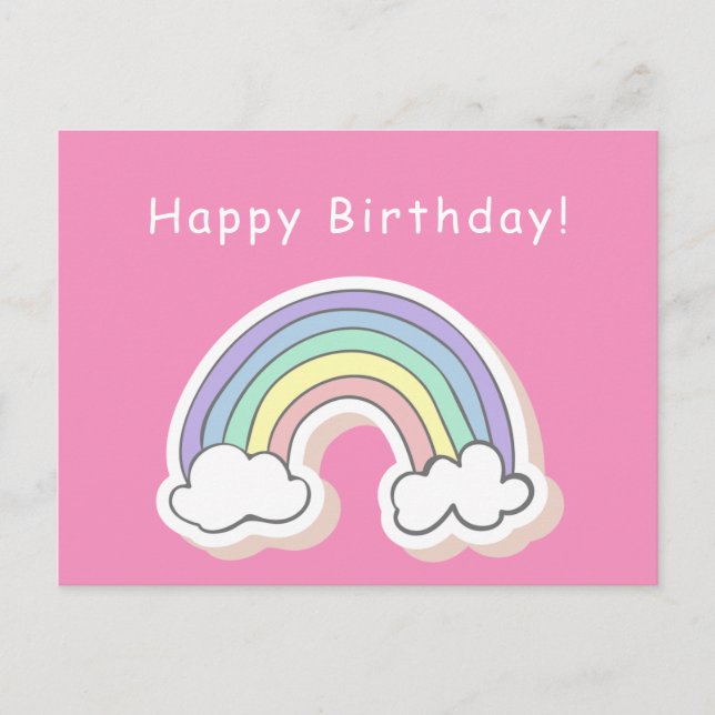 Carte Postale Arc-en-ciel mignon - Anniversaire de filles (Devant)