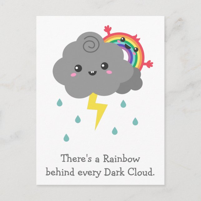 Carte Postale Arc-en-ciel Mignon Derrière Chaque Nuage Sombre (Devant)