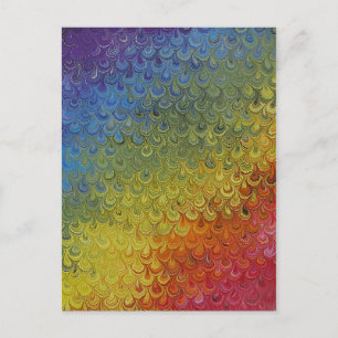 Carte Postale Arc-en-ciel Peacock en marbre peint