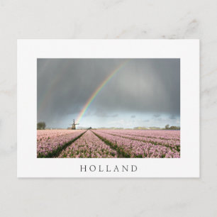 Carte Postale Arc-en-ciel sur les hyacinthes et un moulin à vent