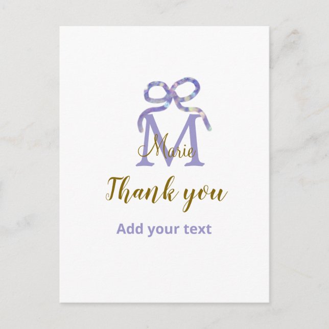 Carte Postale Arc en paillettes violettes ajouter une lettre de  (Devant)