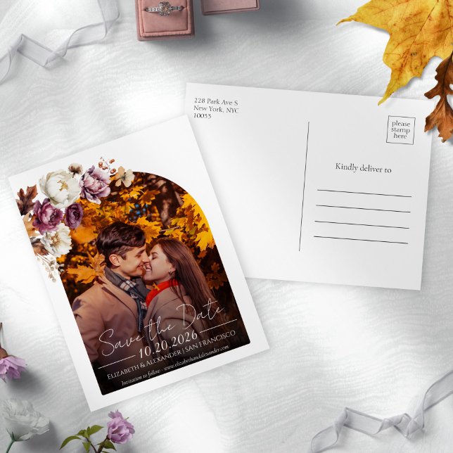 Carte Postale Arc floral de Bourgogne photo mariage Enregistrer  (Créateur téléchargé)
