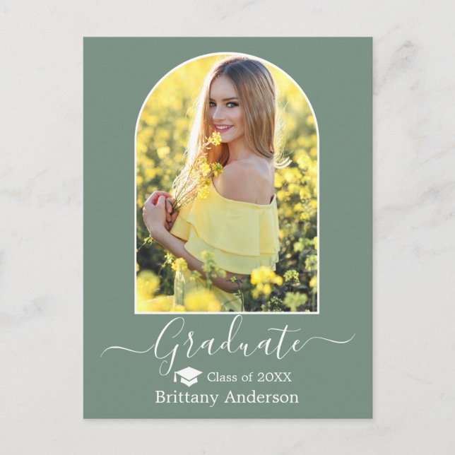 Carte Postale Arc moderne Casquette Sage Green Graduation (Devant)