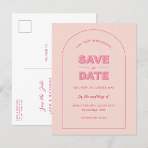 Carte Postale Arc Rose Moderne Gras Type Texte Enregistrer La Da