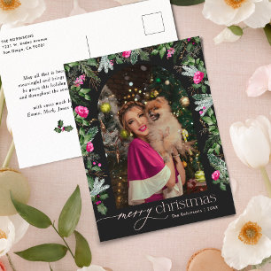 Carte Postale Arc vert rose foncé Chic Arc Photo Noël