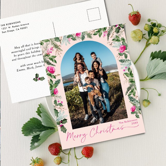 Carte Postale Arche botanique rose pâle 1 Photo Noël (Créateur téléchargé)