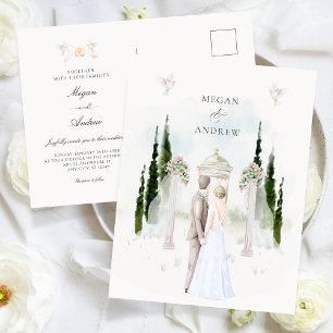 Carte Postale Arche de mariage esthétique couple aquarelle