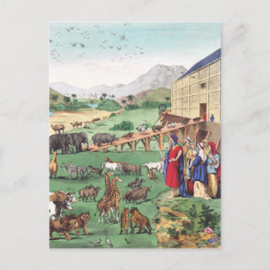 Carte Postale Arche de Noé avec animaux