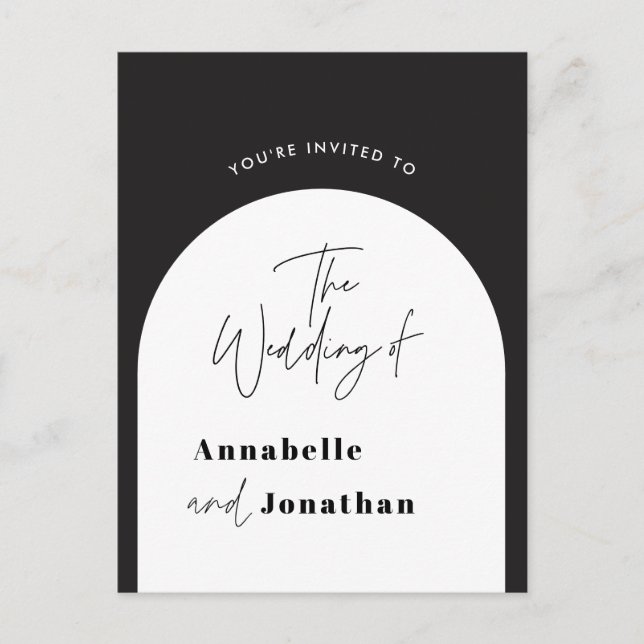 Carte Postale arche design moderne mariage noir et blanc (Devant)