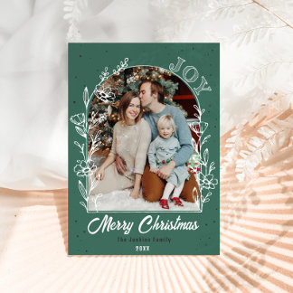 Carte Postale Arche photo familiale avec floral