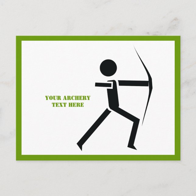 Carte Postale Archer avec son arc noir, tir à l'arc vert (Devant)