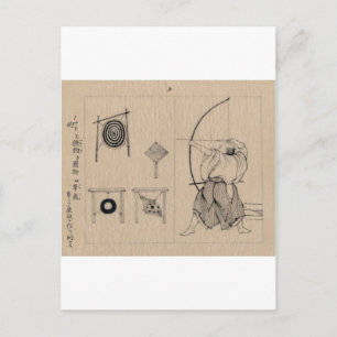 Carte Postale Archer japonais Extraordinaire dessin vers 1878