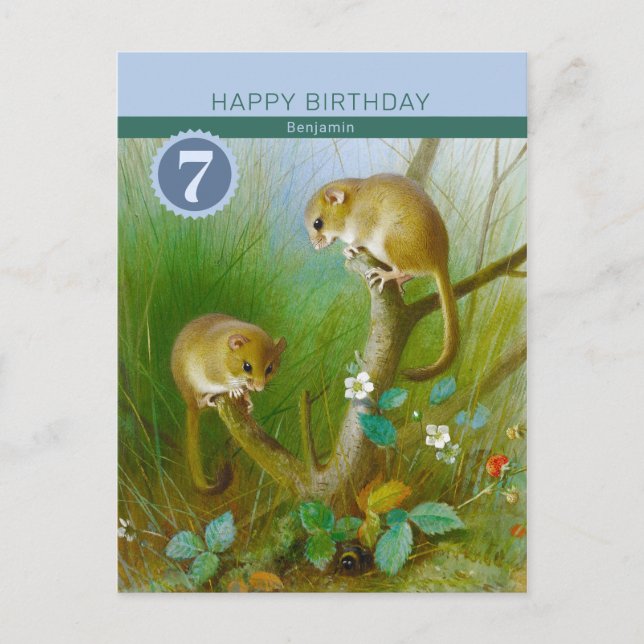 Carte Postale Archibald Thorburn Joyeux Anniversaire dormice mig (Devant)