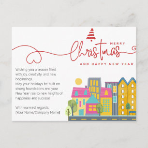Carte Postale Architecte Constructeur Aquarelle Noël Minimaliste