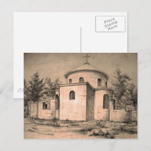 Carte Postale Architecture Église orthodoxe antique Dessin Art