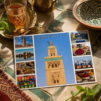 Carte Postale Architecture marocaine colorée rouge de Marrakech