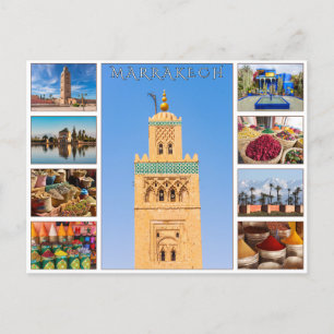 Carte Postale Architecture marocaine rouge de Marrakech colorée