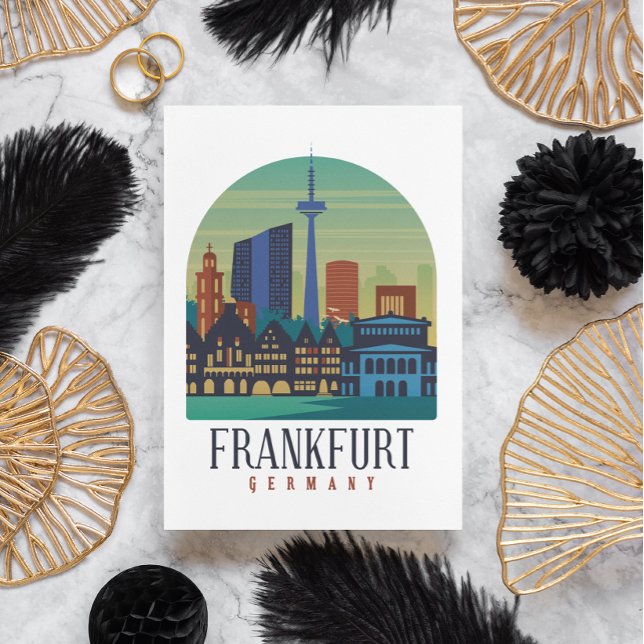 Carte Postale Architecture Skyline de Francfort-Allemagne (Frankfurt Germany Skyline Postcard)