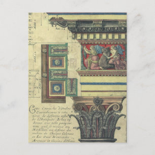 Carte Postale Architecture vintage, Colonne avec moulage Cornice