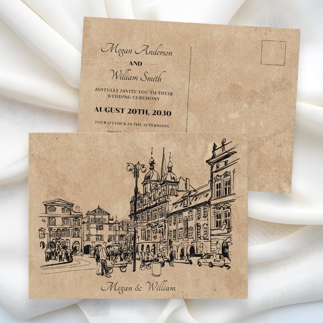 Carte Postale Architecture vintage de mariage (Créateur téléchargé)