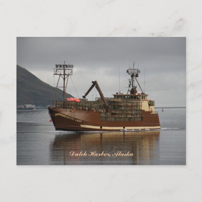 Carte Postale Arctic Lady, Bateau de crabe à Dutch Harbour, Alas (Devant)