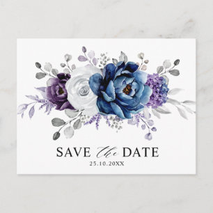 Carte Postale Ardoise Bleu Poussiéreux Noces de Mariage Navy Fle