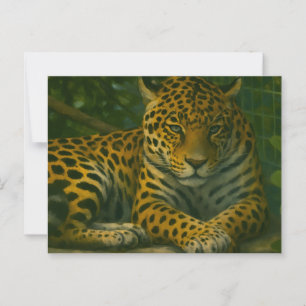 Carte Postale Ardoise dorée - Leopard reposant en feuillage
